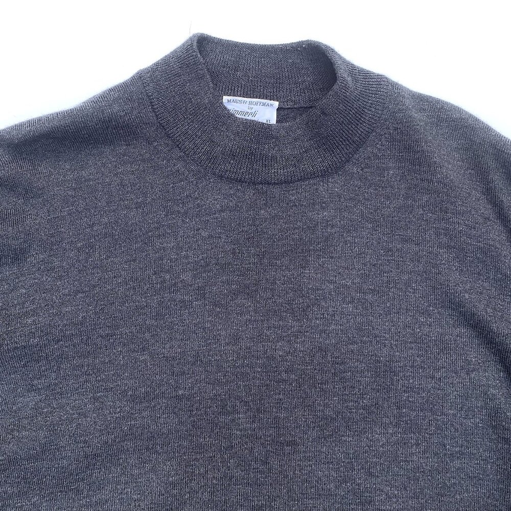 Maus & Hoffman/Zimmerli of Switzerland Men Wool Mock Turtleneck Charcoal Grey XL